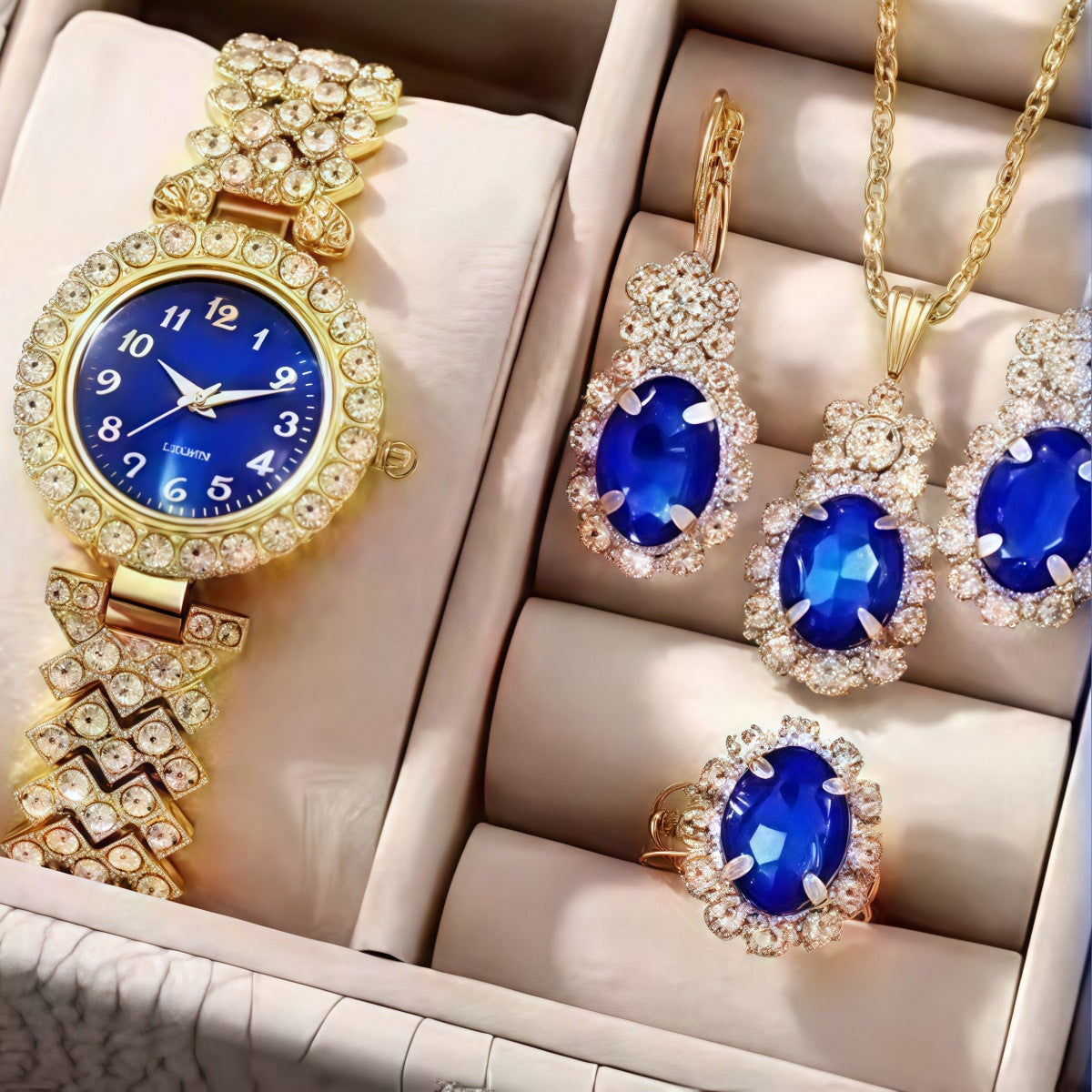 Colorful Crystal Quartz Watch Set ⭐4.8