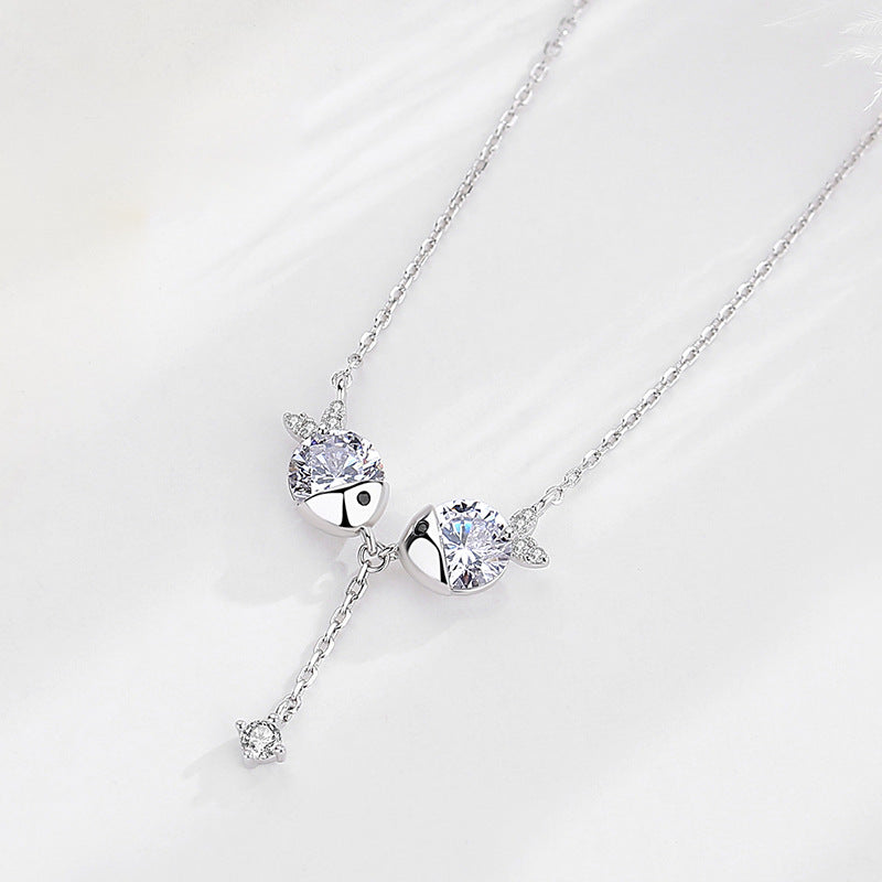 Cute necklace zircon fish necklace ⭐4.5