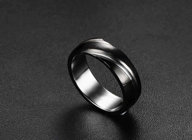 Black Titanium Steel Twill Men's Ring ⭐4.4