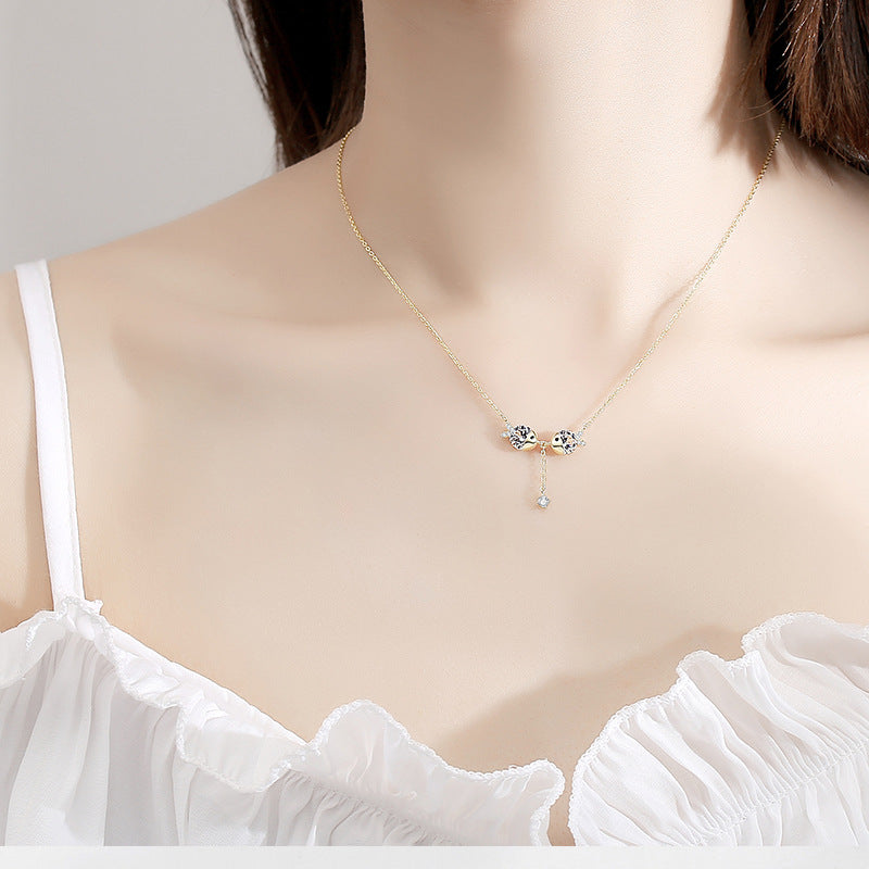 Cute necklace zircon fish necklace ⭐4.5