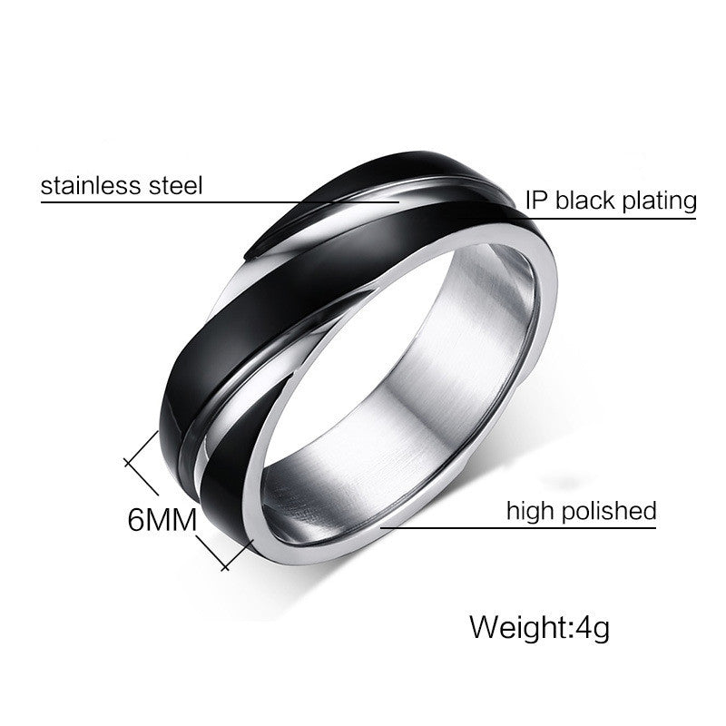 Black Titanium Steel Twill Men's Ring ⭐4.4