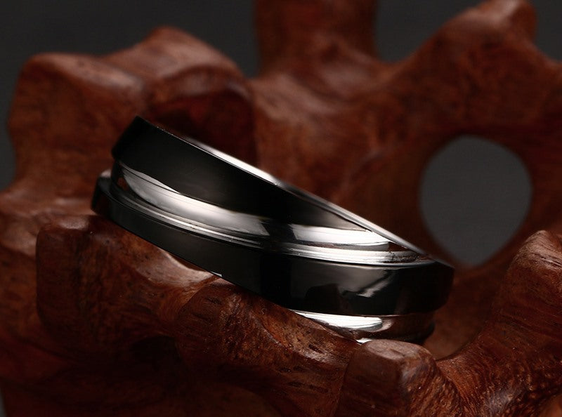 Black Titanium Steel Twill Men's Ring ⭐4.4