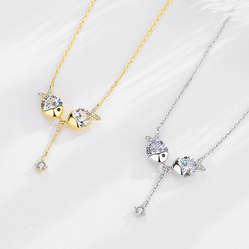 Cute necklace zircon fish necklace ⭐4.5