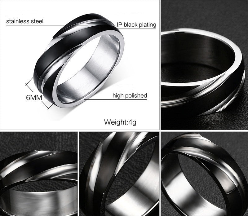 Black Titanium Steel Twill Men's Ring ⭐4.4
