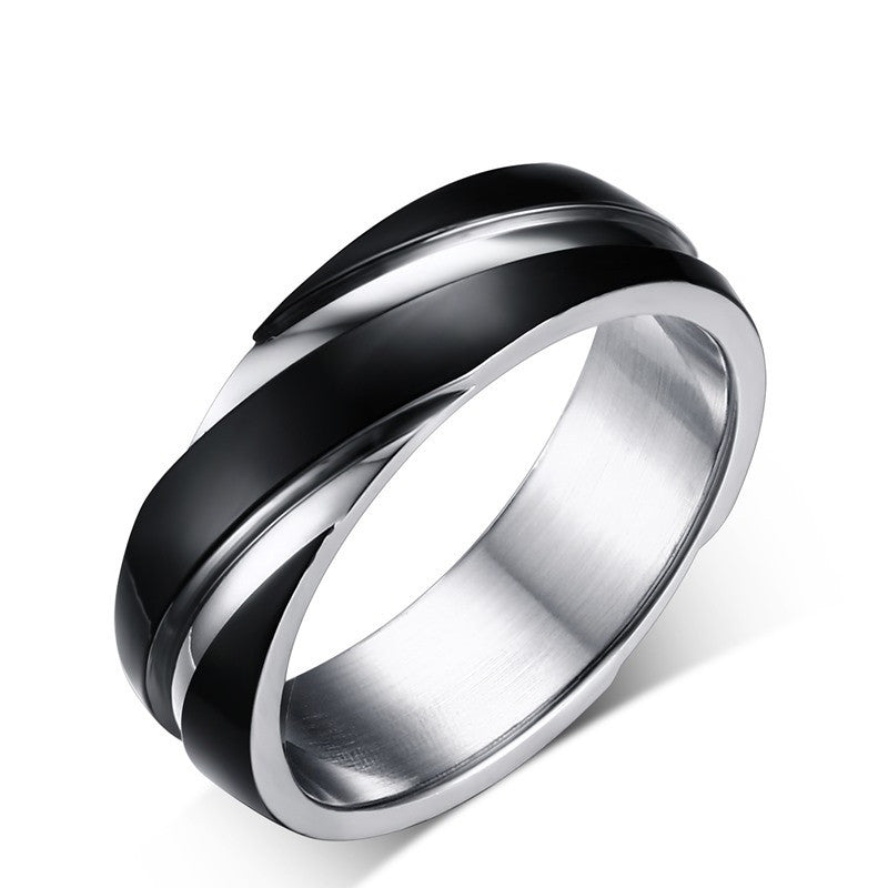 Black Titanium Steel Twill Men's Ring ⭐4.4