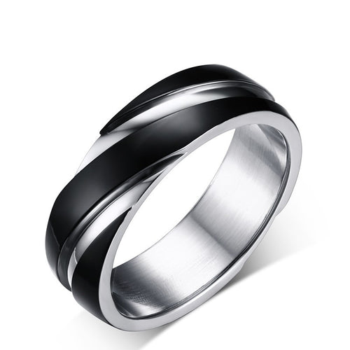 Black Titanium Steel Twill Men's Ring ⭐4.4
