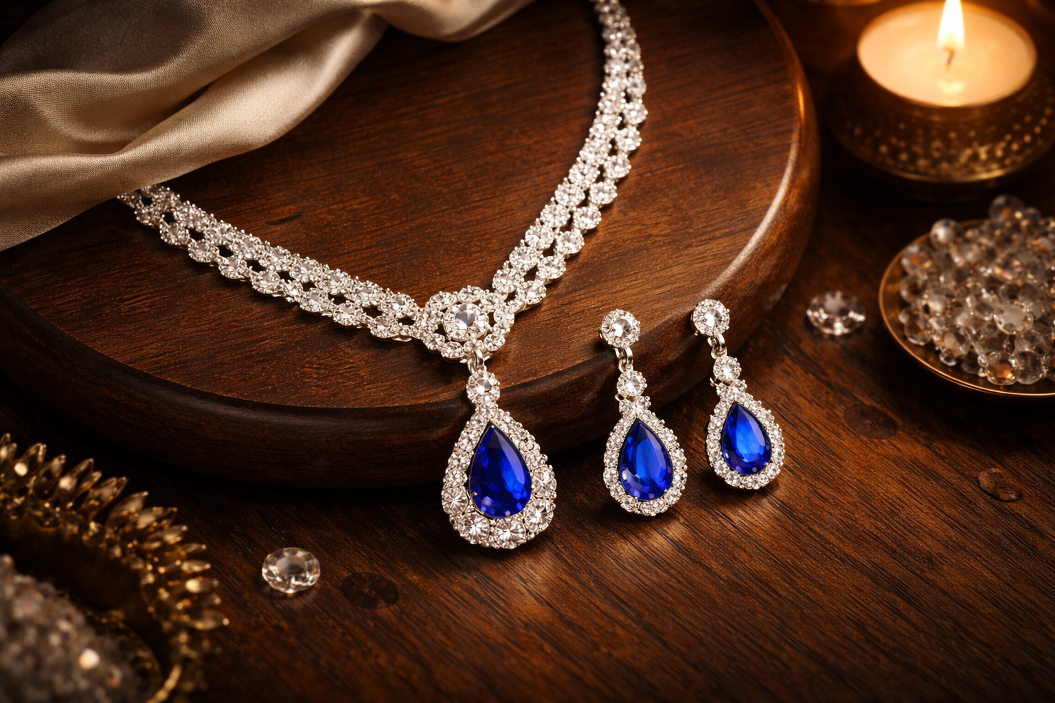 Teardrop Emerald Necklace & Earrings Set ⭐4.5