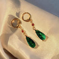 Green Crystal Water Drop Earrings ⭐4.4