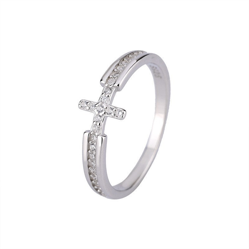 Elegant Cross Zirconia Stone Ring ⭐4.8