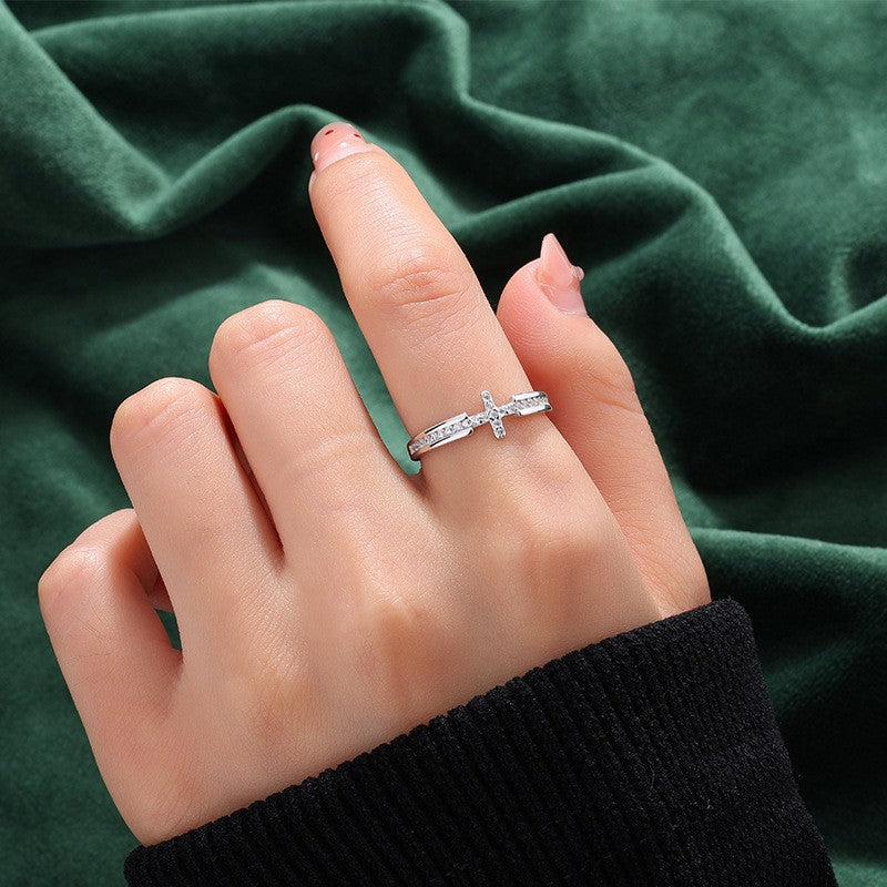 Elegant Cross Zirconia Stone Ring ⭐4.8
