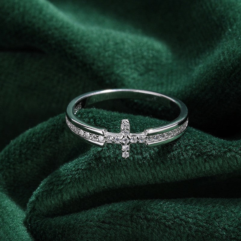 Elegant Cross Zirconia Stone Ring ⭐4.8
